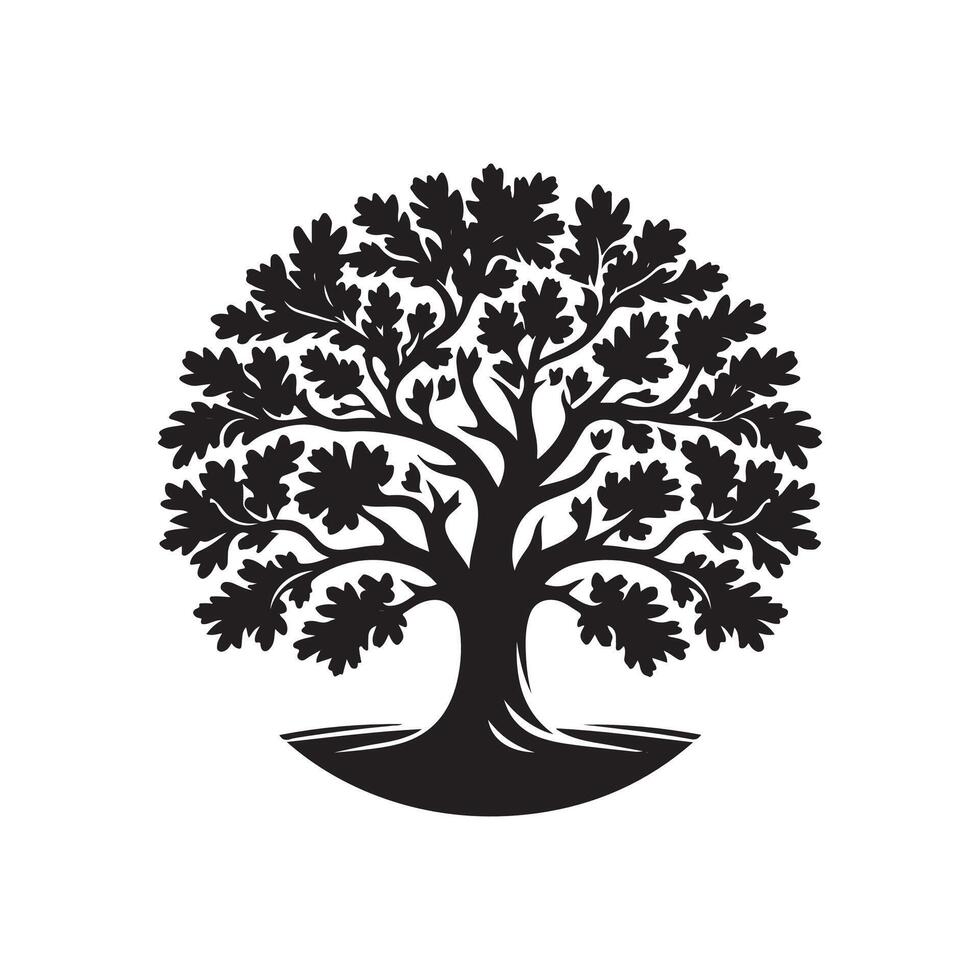 An oak tree logo with leaves and branches vector