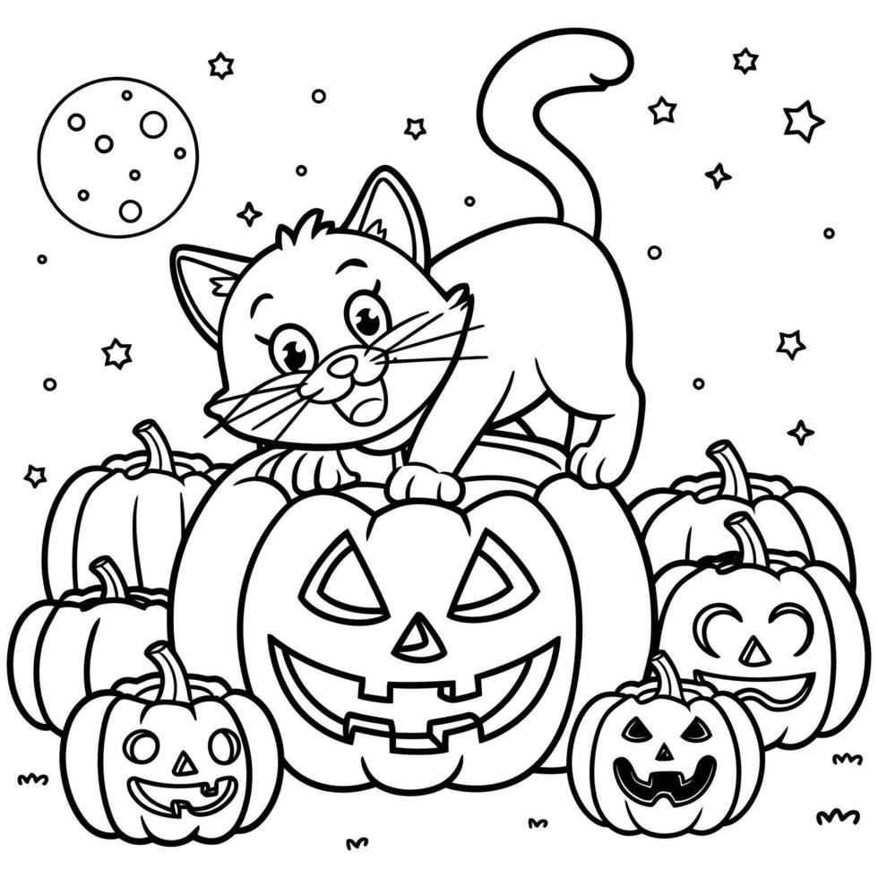 Happy Cat Playing for Halloween Fun vector