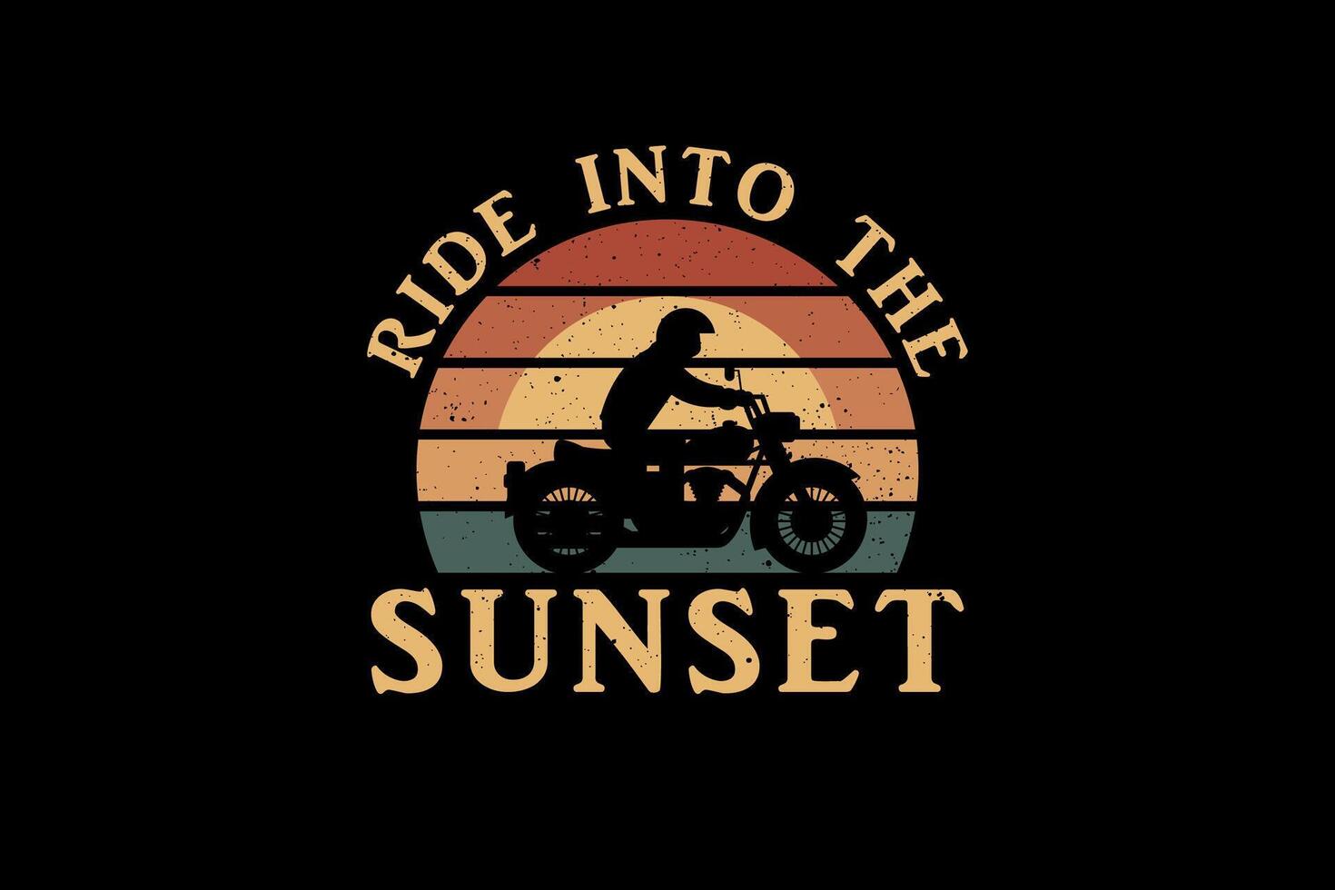 Retro Silhouette of a Motorcyclist Against a Vibrant Sunset vector