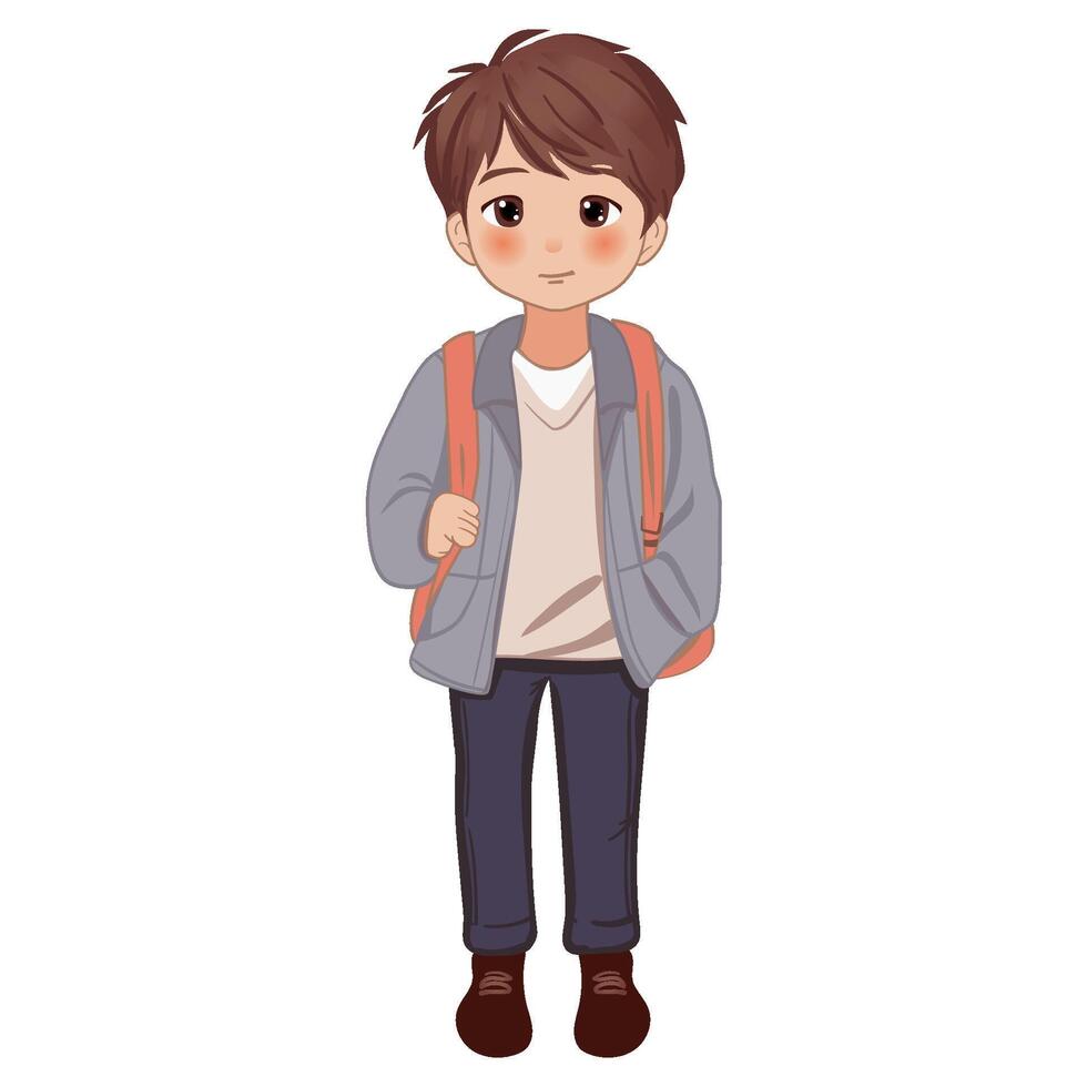 Cartoon schoolboy with school backpack vector