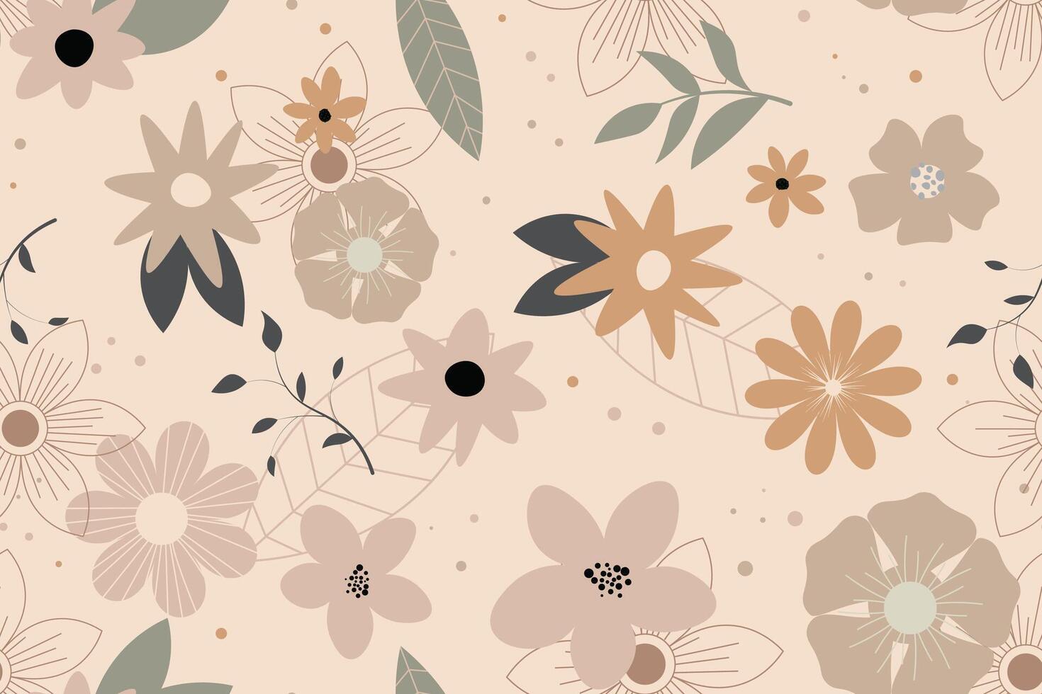 Abstract flat hand draw floral pattern background. . vector