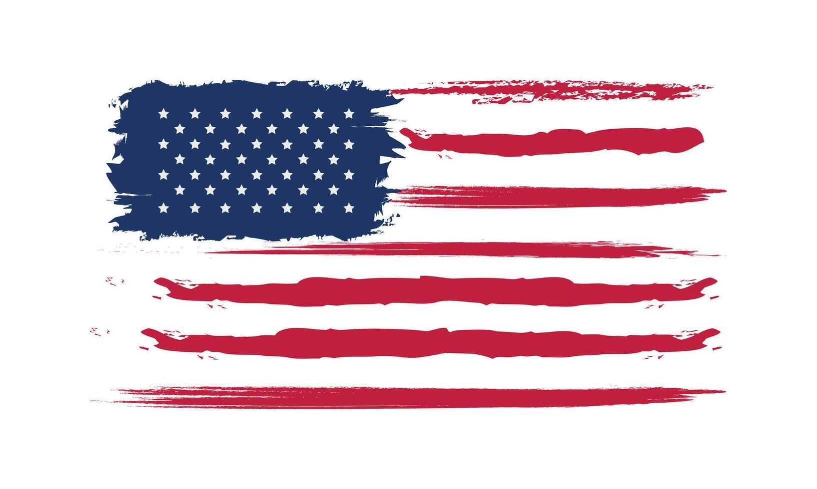 American flag paint texture, United states flag with brush trace and grunge effect vector