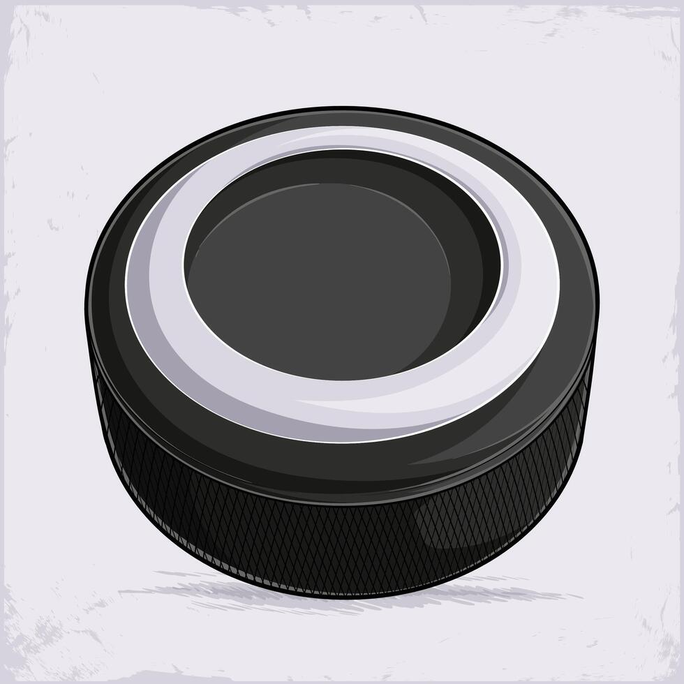 Hand drawn black and white sport ice hocket puck disk for icy surfaces isolated on white background vector