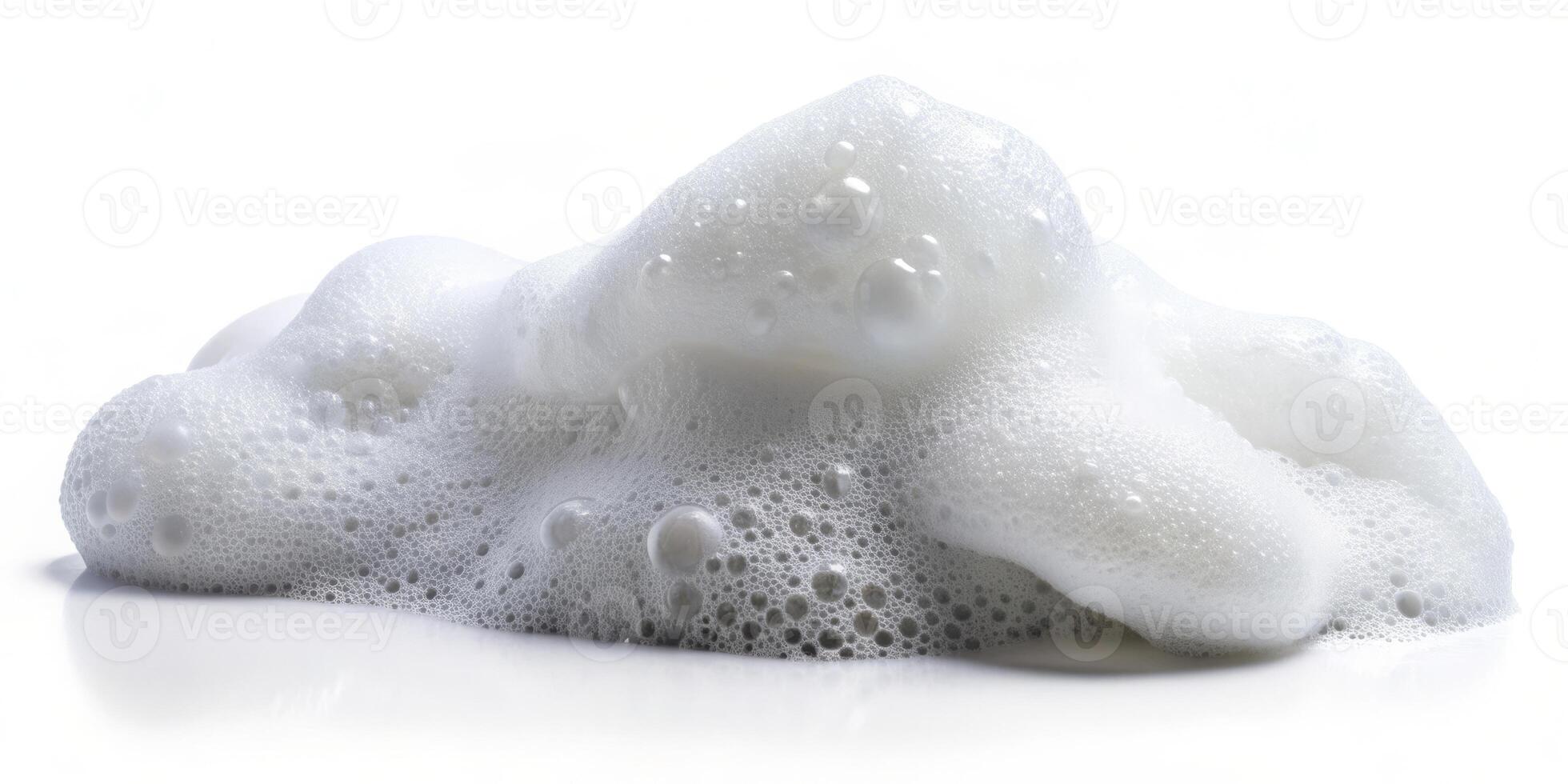 Soap foam on the white background. photo