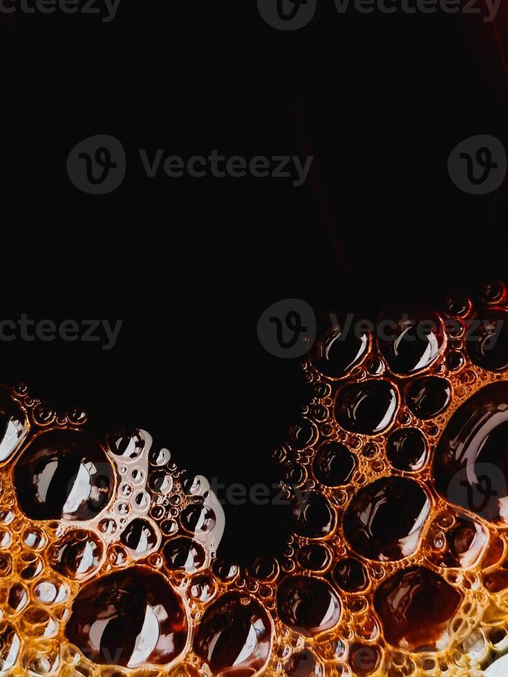 Coffee bubble from top view, Flat lay design, extreme close up. Copyspace for texture and background photo