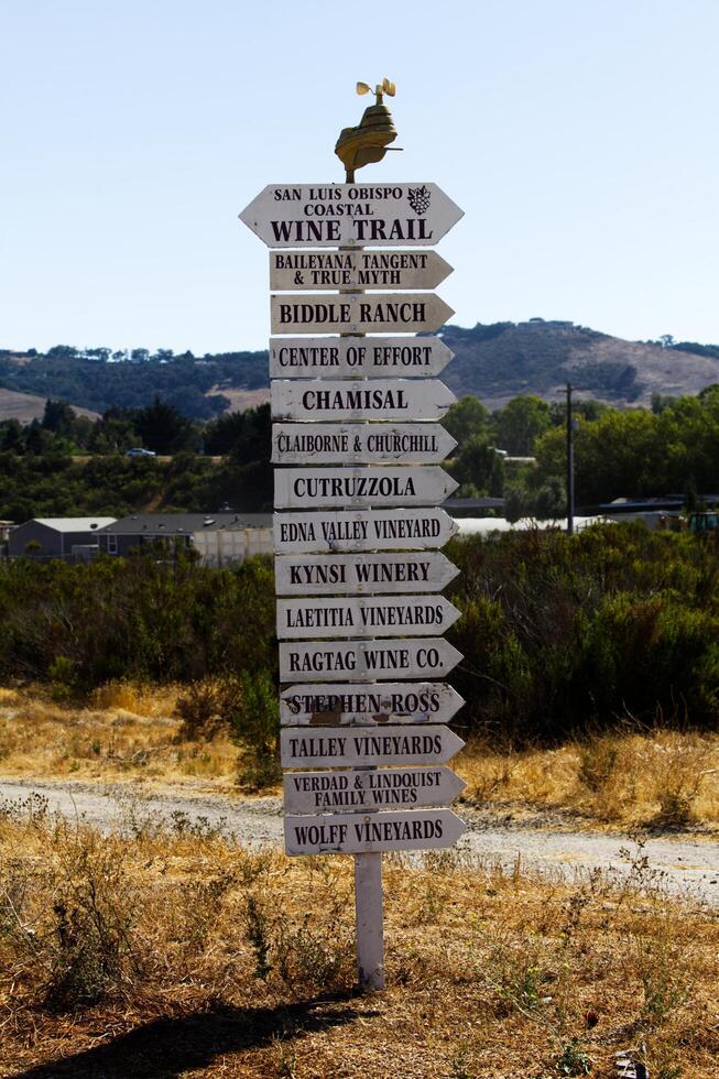 San Luis Obispo, CA, 2024 - Wine Trail Sign For San Luis Obispo Wineries photo