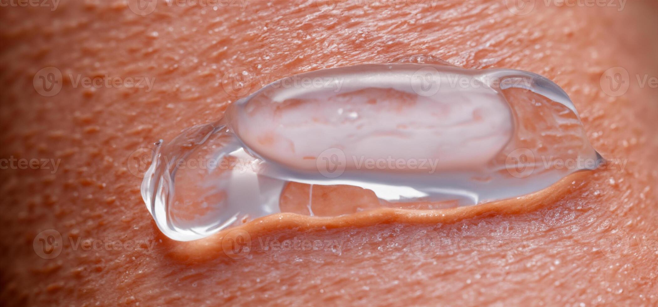 Collagen And Hyaluron Serum Gel On Skin. Splashing of Hyaluron gel. photo