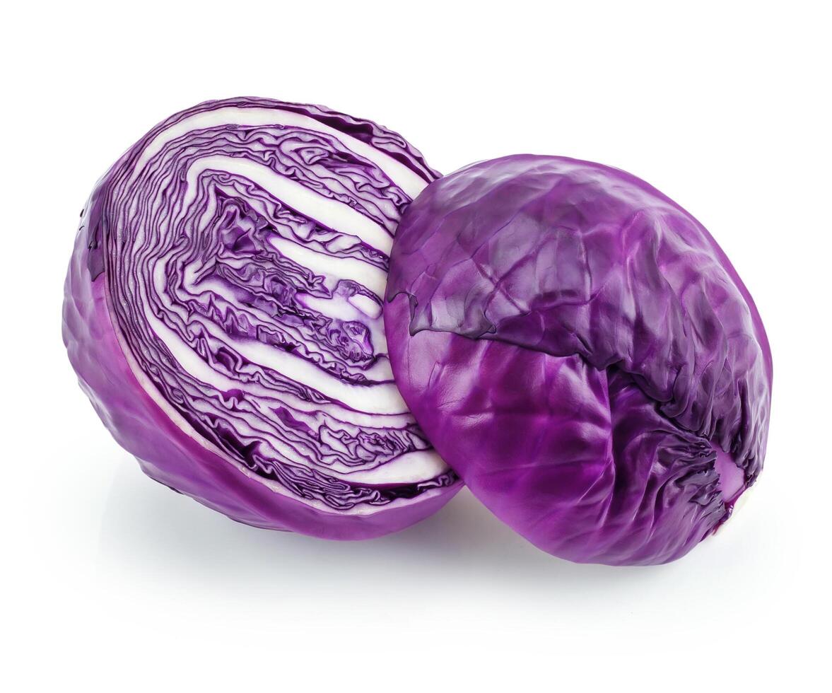 Purple cabbage isolated on white background. photo