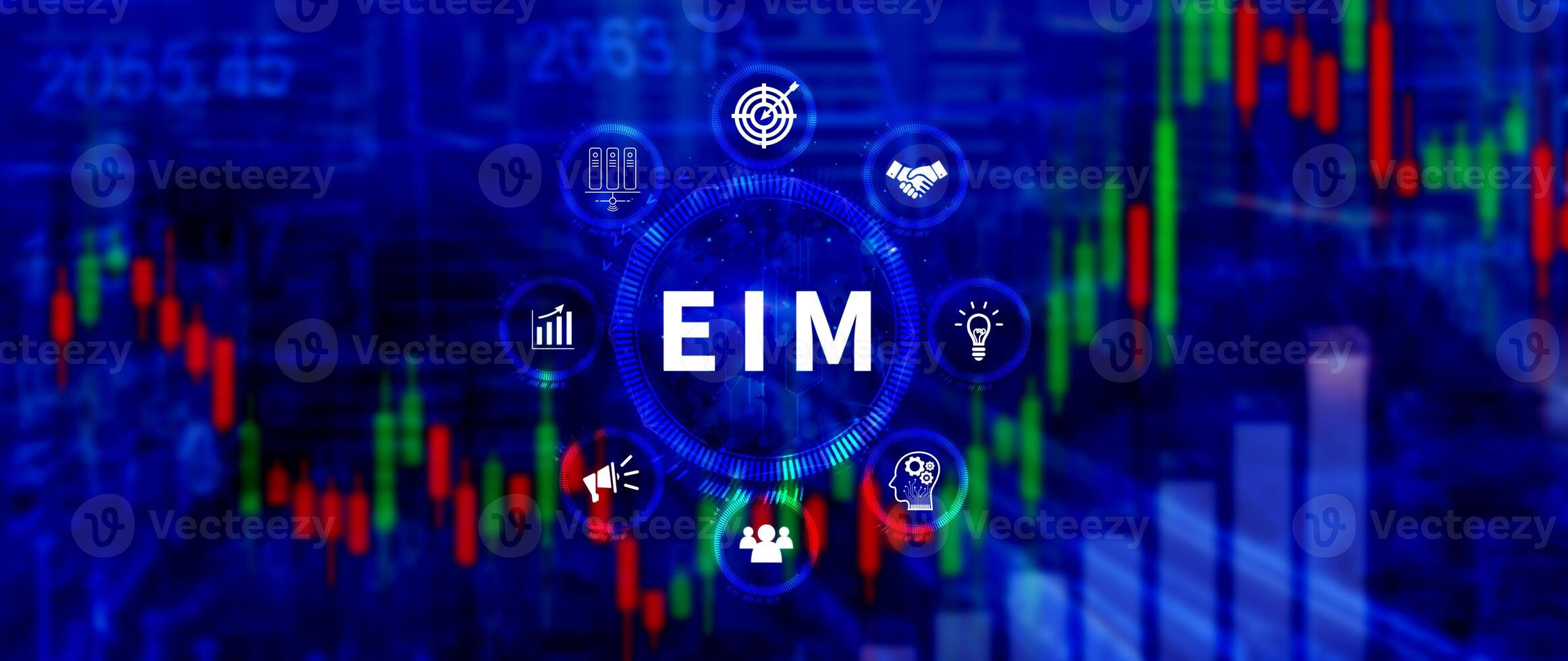 EIM Enterprise information management system, EIM Global Network with Analyzing Technological Data, Efficient Information Management, Network Connection. photo