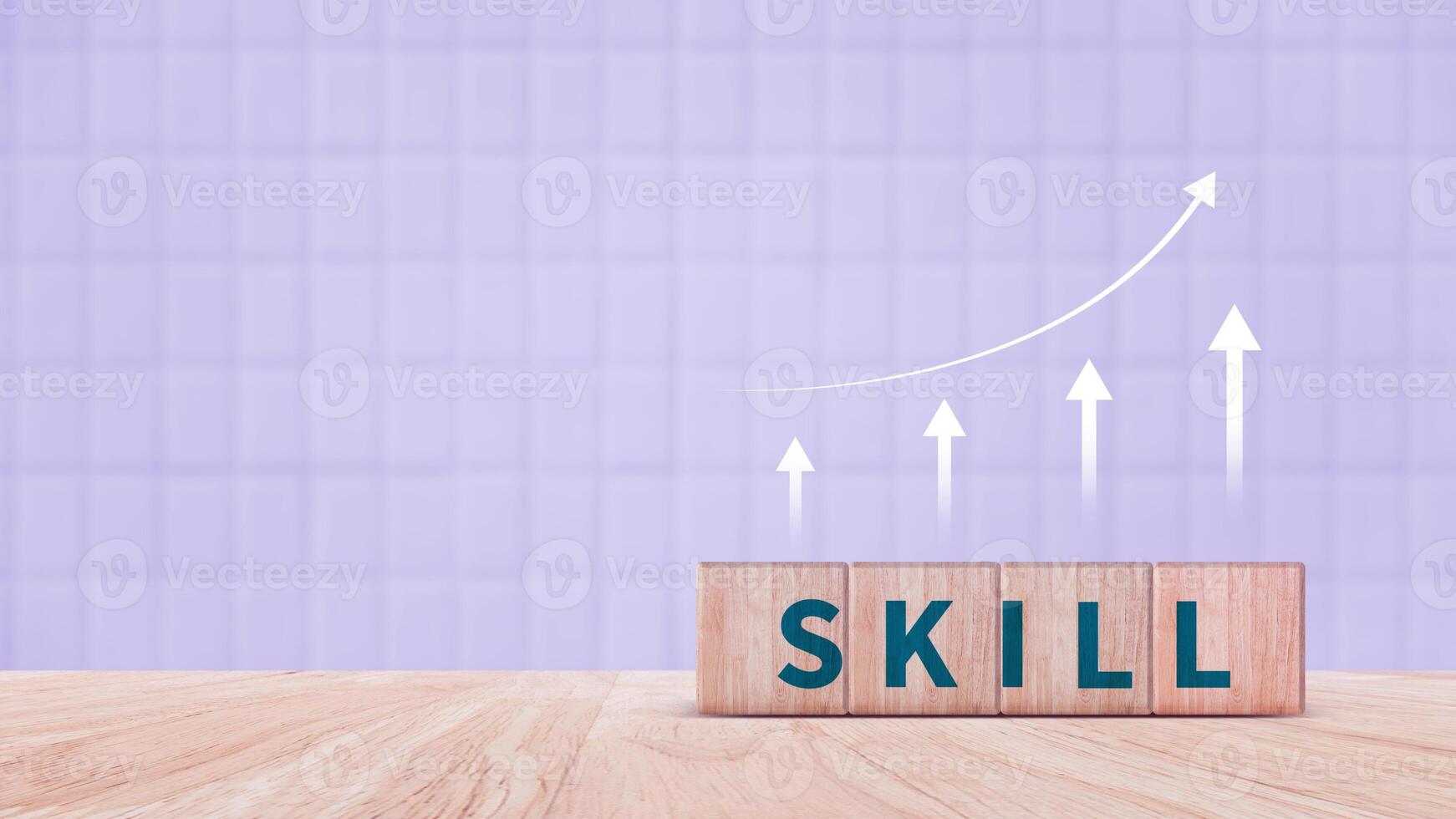 Skill training, Personal development and promoted employee, education, learning, ability, Upskilling and personal development concept, Upskilling, reskilling, new skills on wooden cube. photo