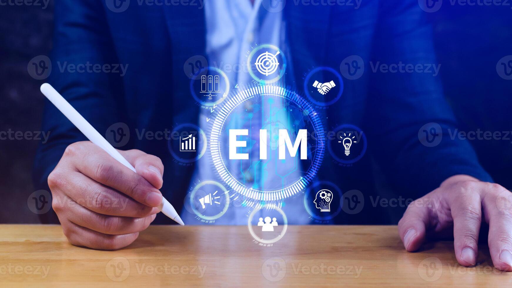 EIM Enterprise information management system, EIM Global Network with Analyzing Technological Data, Efficient Information Management, Network Connection. photo