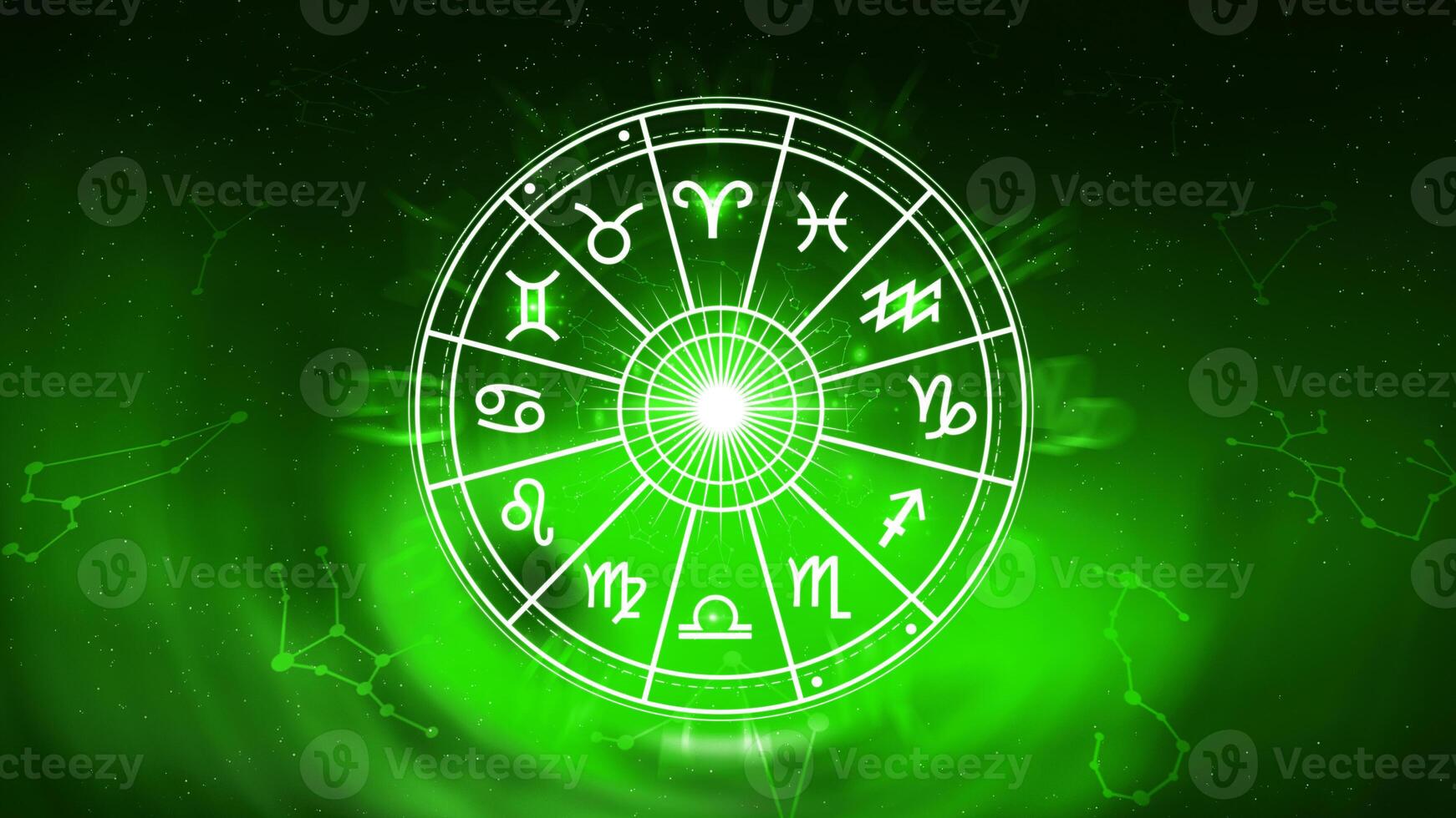 Concept of astrology and horoscope, person inside a zodiac sign wheel, Astrological zodiac signs inside of horoscope circle, Astrology, knowledge of stars in the sky, power of universe concept. photo
