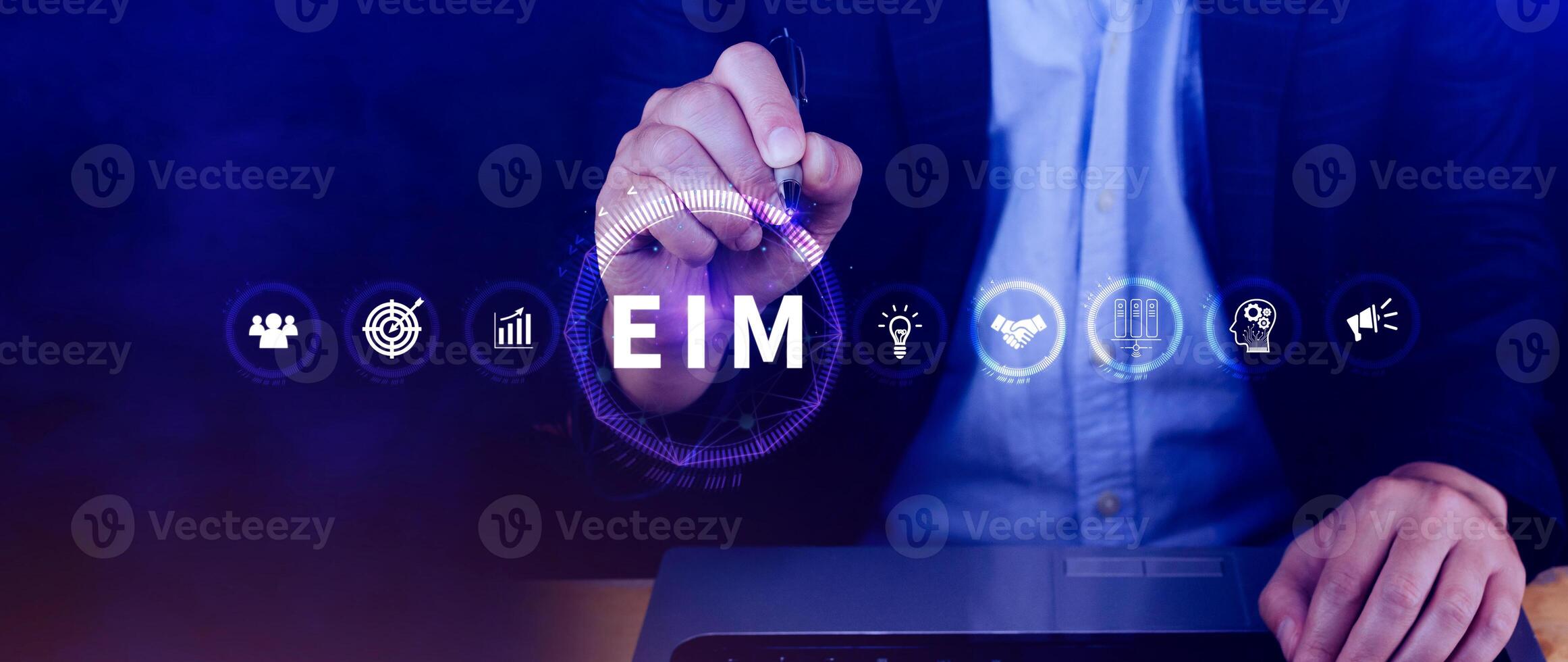 EIM Enterprise information management system, EIM Global Network with Analyzing Technological Data, Efficient Information Management, Network Connection. photo