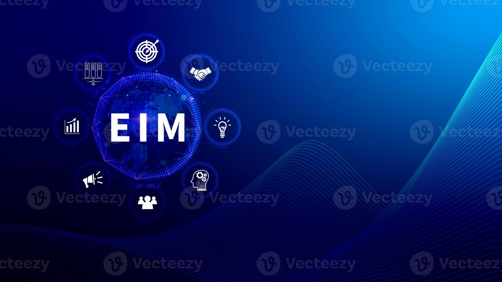 EIM Enterprise information management system, EIM Global Network with Analyzing Technological Data, Efficient Information Management, Network Connection. photo