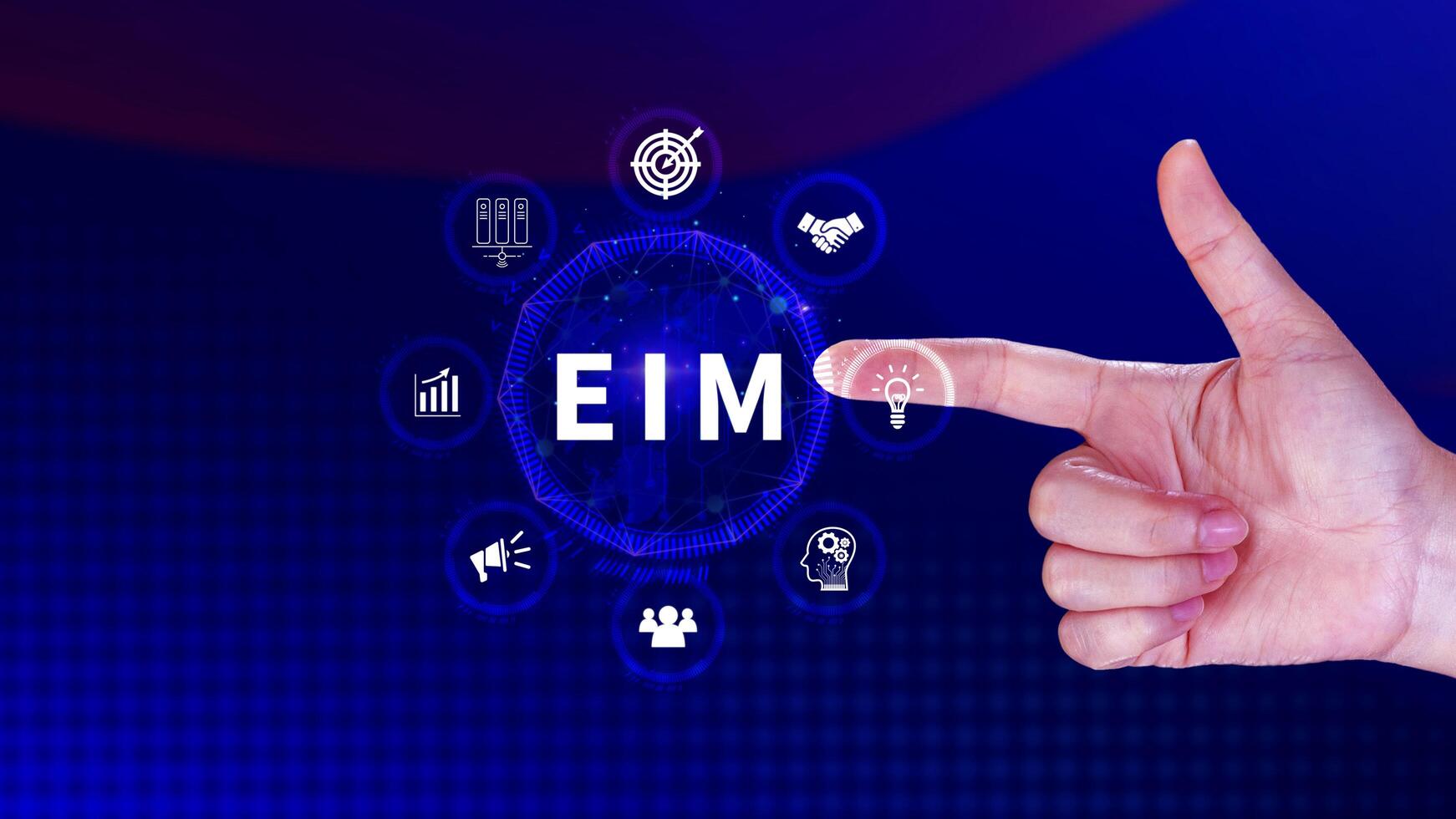 EIM Enterprise information management system, EIM Global Network with Analyzing Technological Data, Efficient Information Management, Network Connection. photo