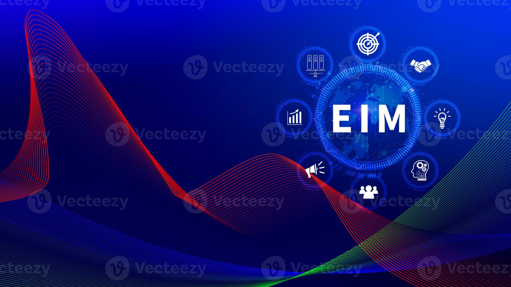 EIM Enterprise information management system, EIM Global Network with Analyzing Technological Data, Efficient Information Management, Network Connection. photo