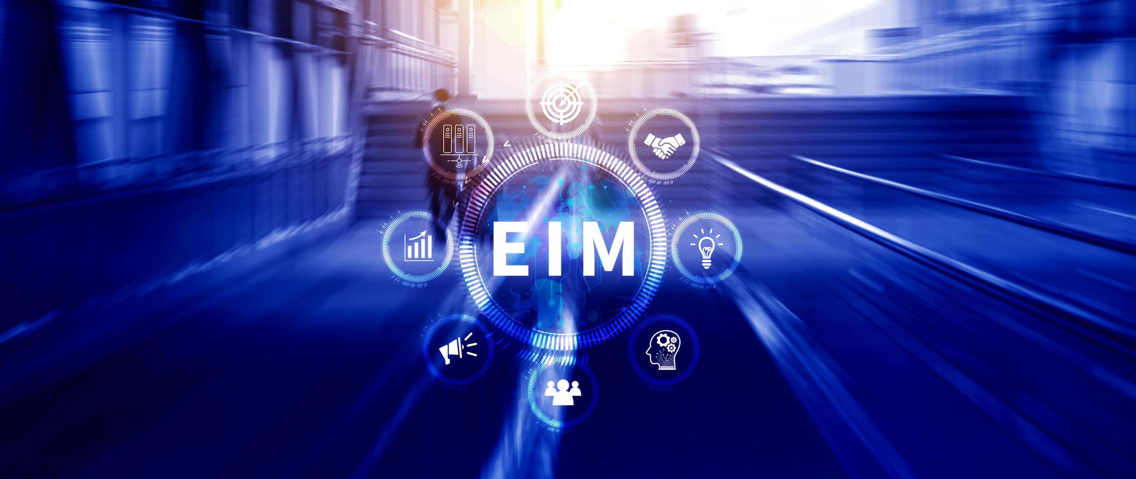 EIM Enterprise information management system, EIM Global Network with Analyzing Technological Data, Efficient Information Management, Network Connection. photo