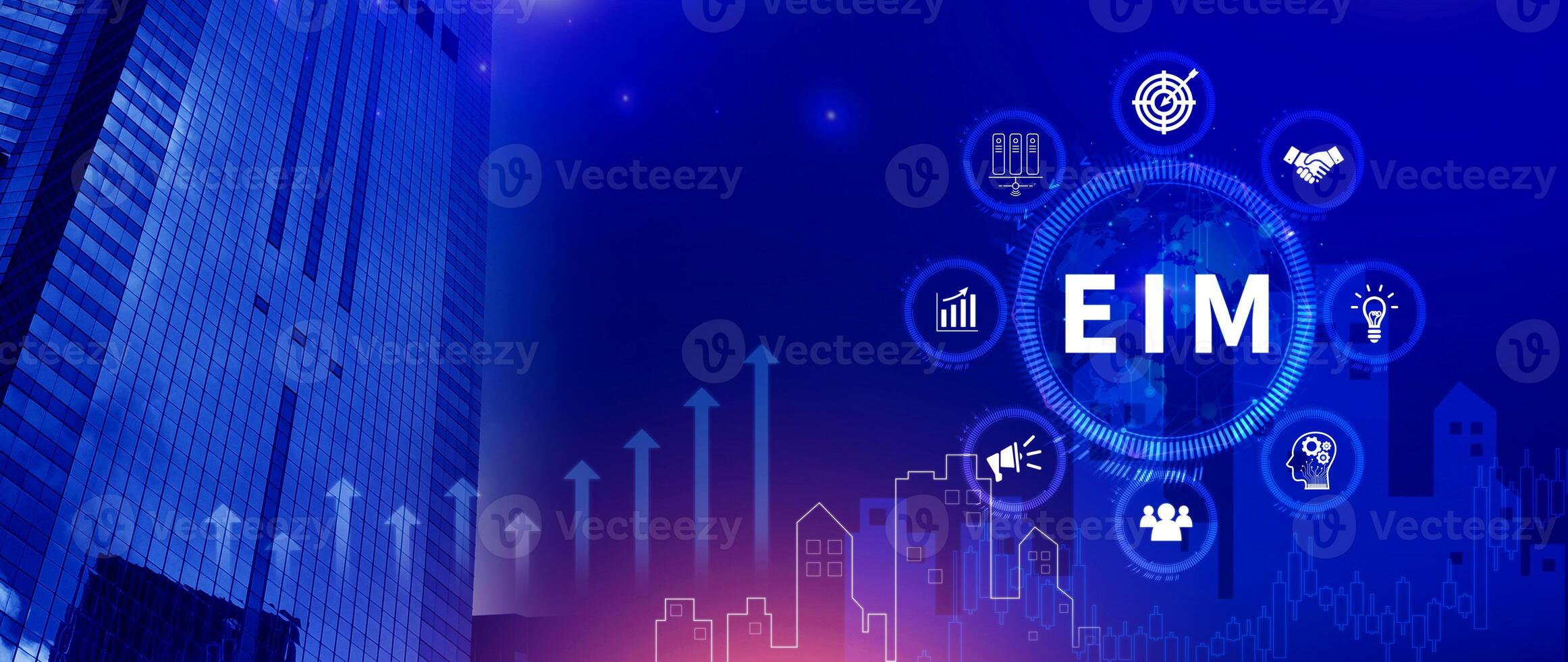 EIM Enterprise information management system, EIM Global Network with Analyzing Technological Data, Efficient Information Management, Network Connection. photo