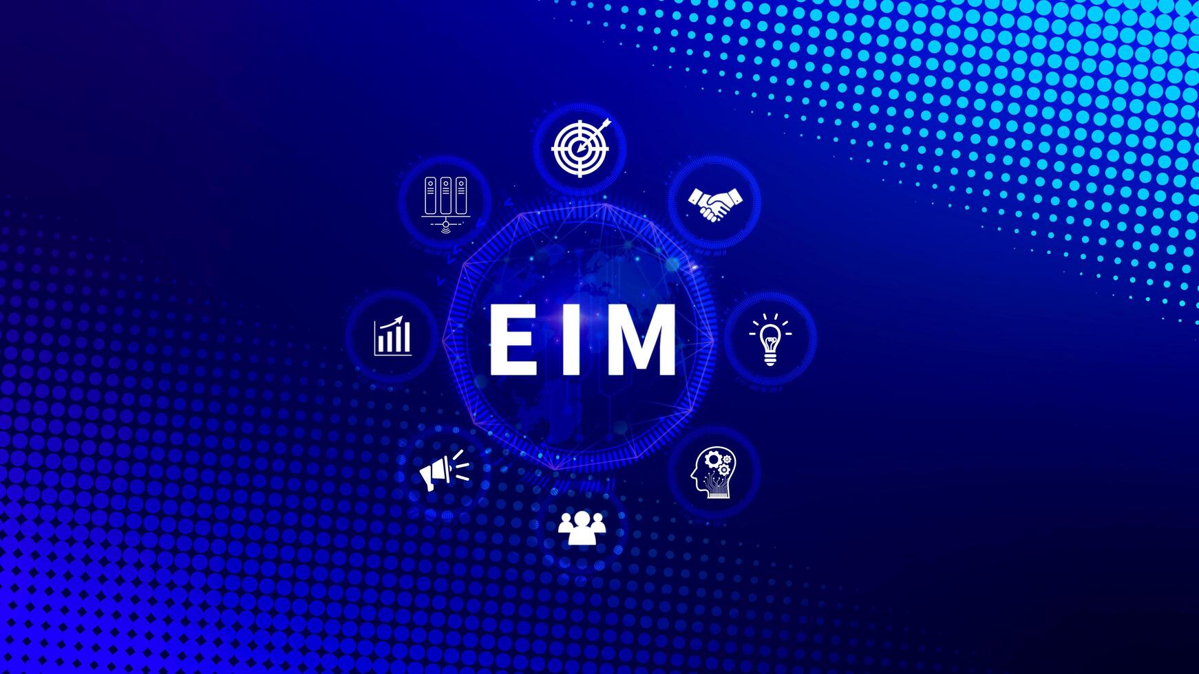 EIM Enterprise information management system, EIM Global Network with Analyzing Technological Data, Efficient Information Management, Network Connection. photo