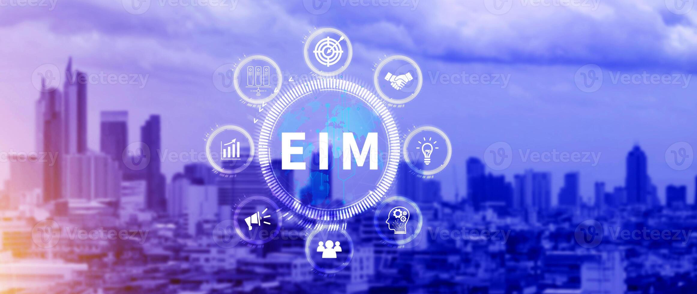 EIM Enterprise information management system, EIM Global Network with Analyzing Technological Data, Efficient Information Management, Network Connection. photo