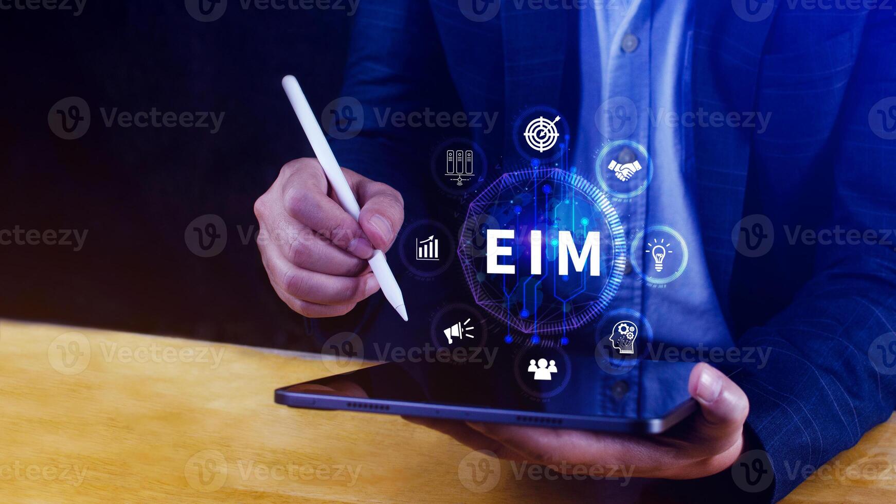 EIM Enterprise information management system, EIM Global Network with Analyzing Technological Data, Efficient Information Management, Network Connection. photo