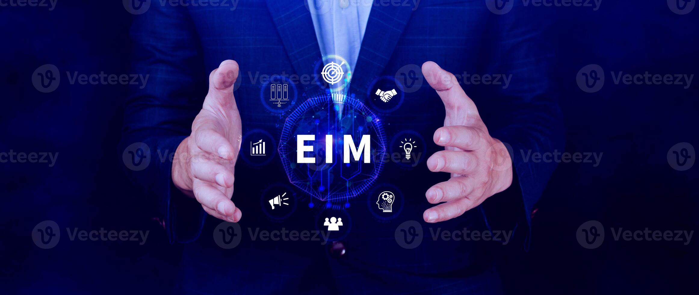 EIM Enterprise information management system, EIM Global Network with Analyzing Technological Data, Efficient Information Management, Network Connection. photo