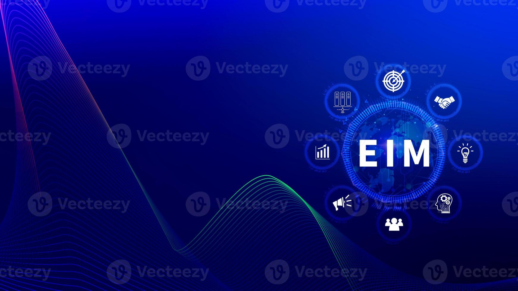 EIM Enterprise information management system, EIM Global Network with Analyzing Technological Data, Efficient Information Management, Network Connection. photo