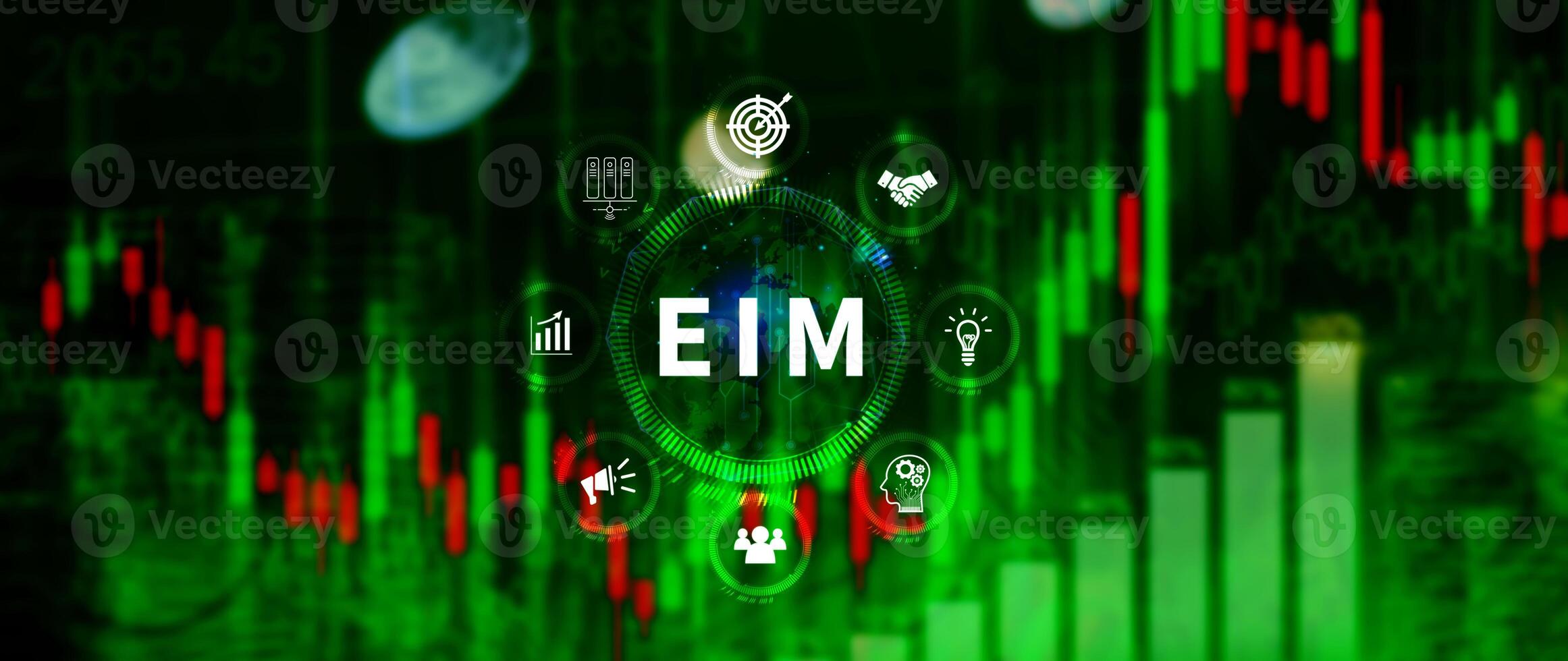 EIM Enterprise information management system, EIM Global Network with Analyzing Technological Data, Efficient Information Management, Network Connection. photo