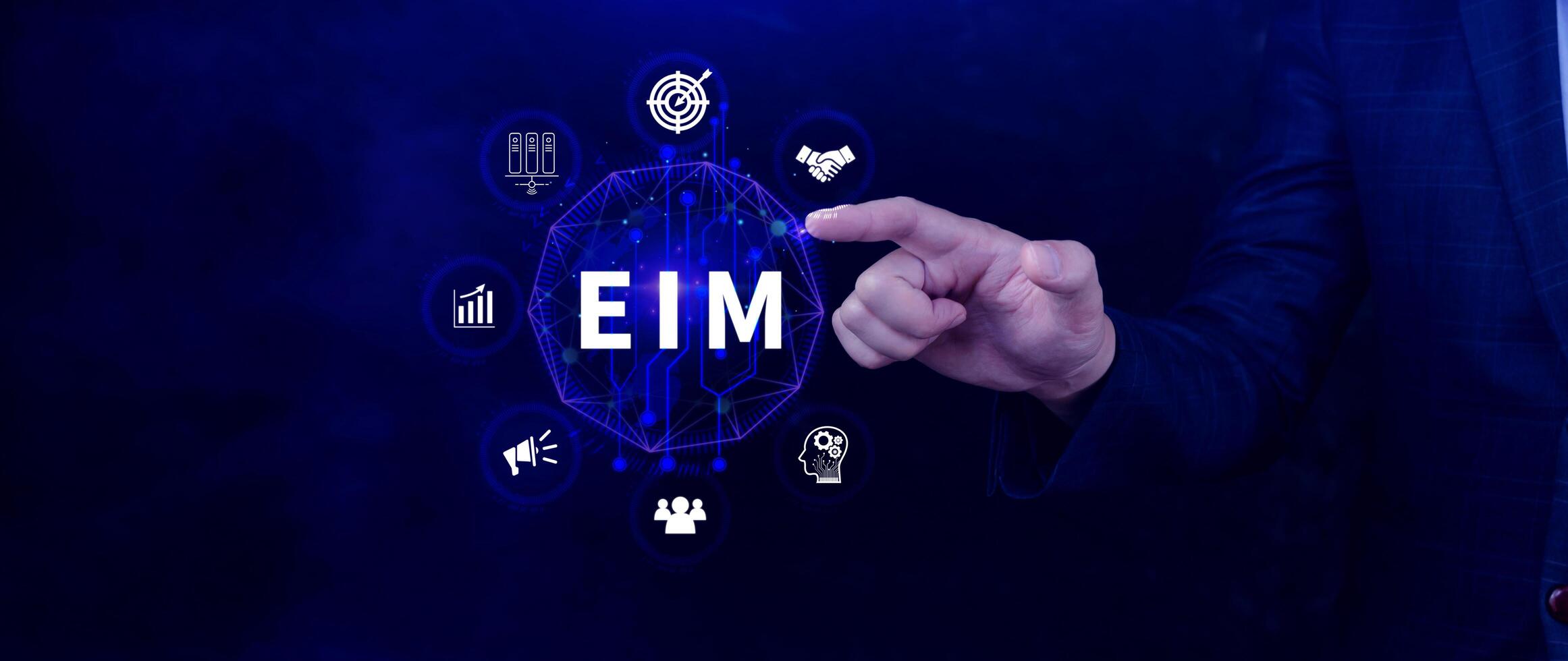 EIM Enterprise information management system, EIM Global Network with Analyzing Technological Data, Efficient Information Management, Network Connection. photo