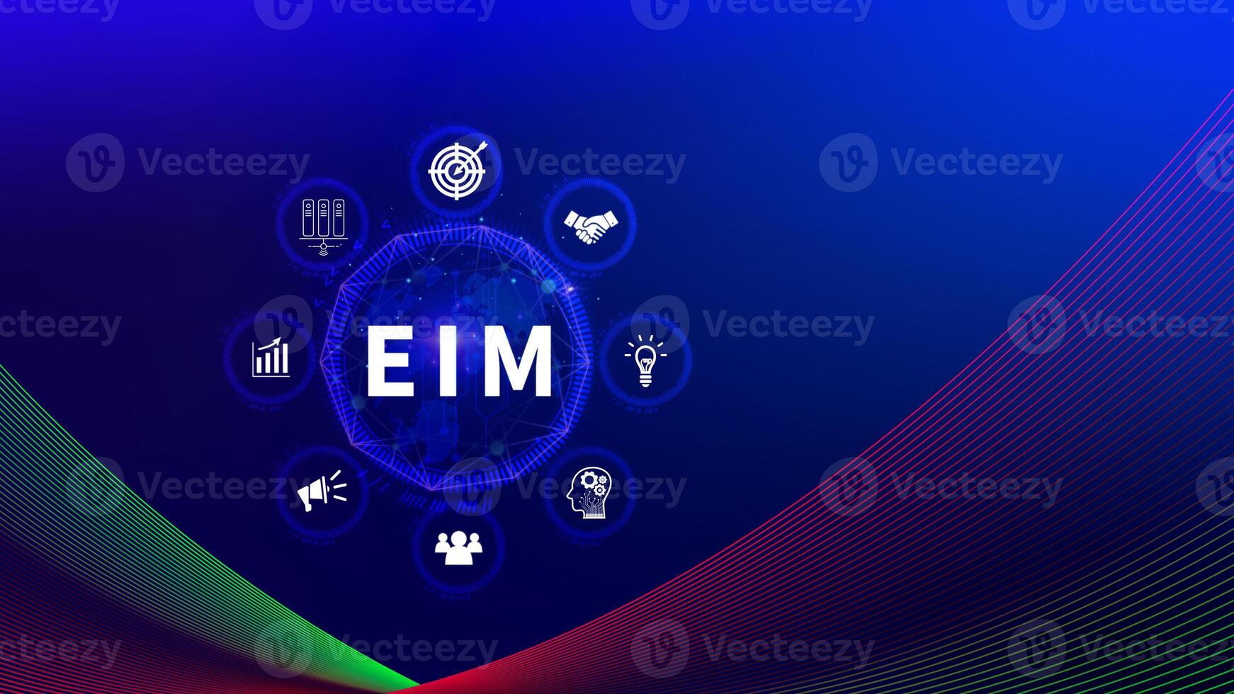 EIM Enterprise information management system, EIM Global Network with Analyzing Technological Data, Efficient Information Management, Network Connection. photo