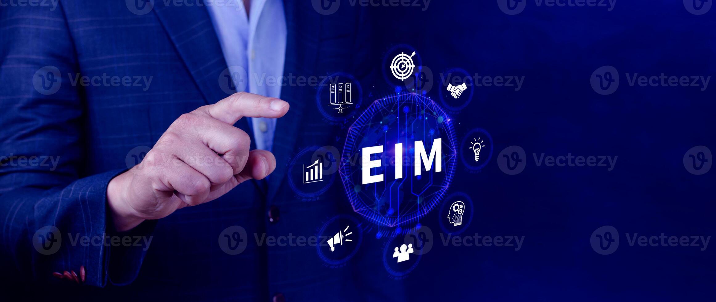 EIM Enterprise information management system, EIM Global Network with Analyzing Technological Data, Efficient Information Management, Network Connection. photo