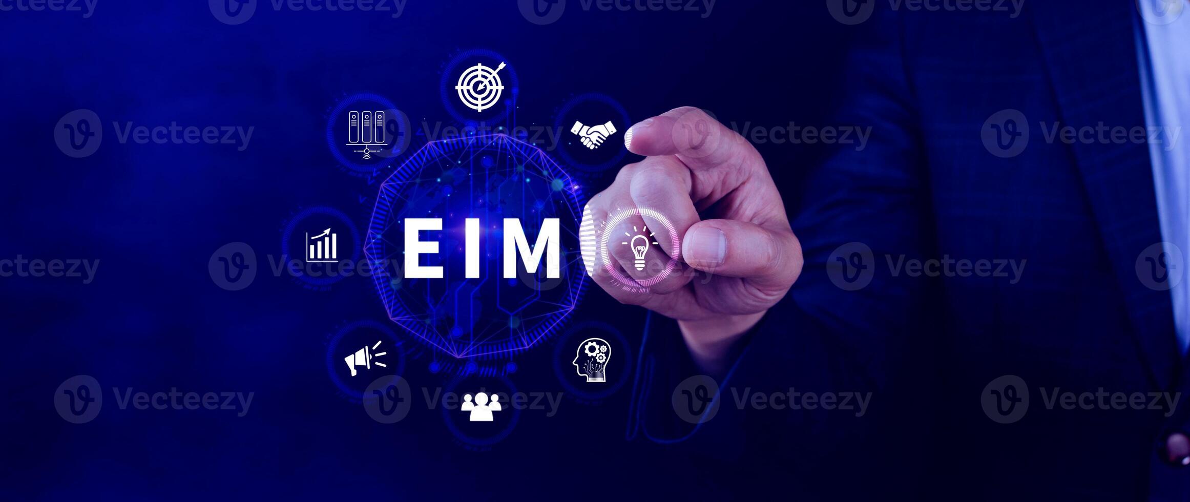 EIM Enterprise information management system, EIM Global Network with Analyzing Technological Data, Efficient Information Management, Network Connection. photo