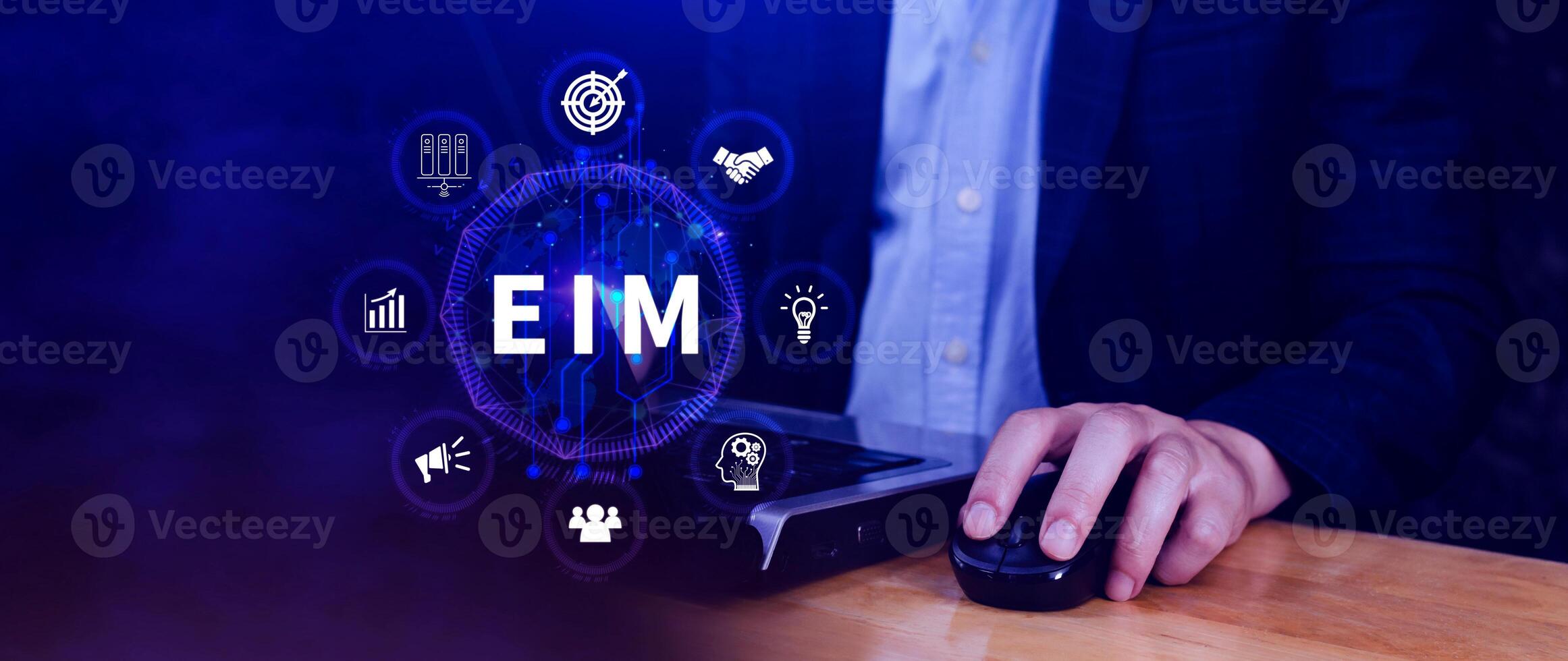 EIM Enterprise information management system, EIM Global Network with Analyzing Technological Data, Efficient Information Management, Network Connection. photo