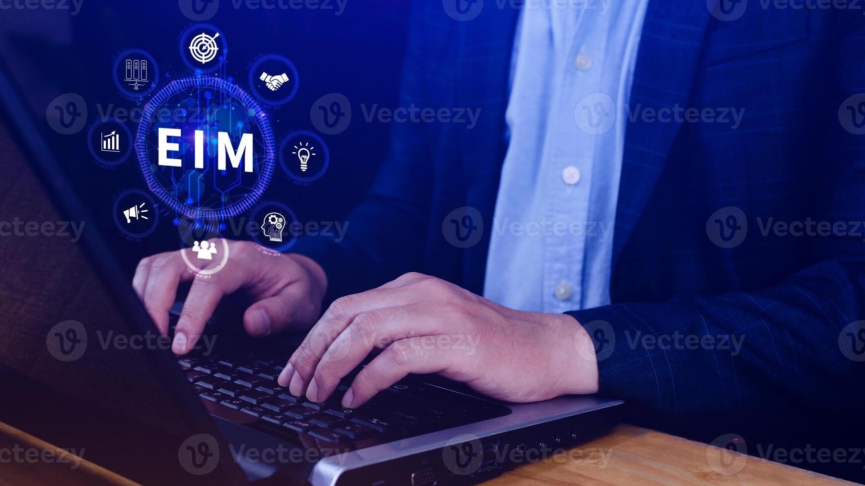 EIM Enterprise information management system, EIM Global Network with Analyzing Technological Data, Efficient Information Management, Network Connection. photo