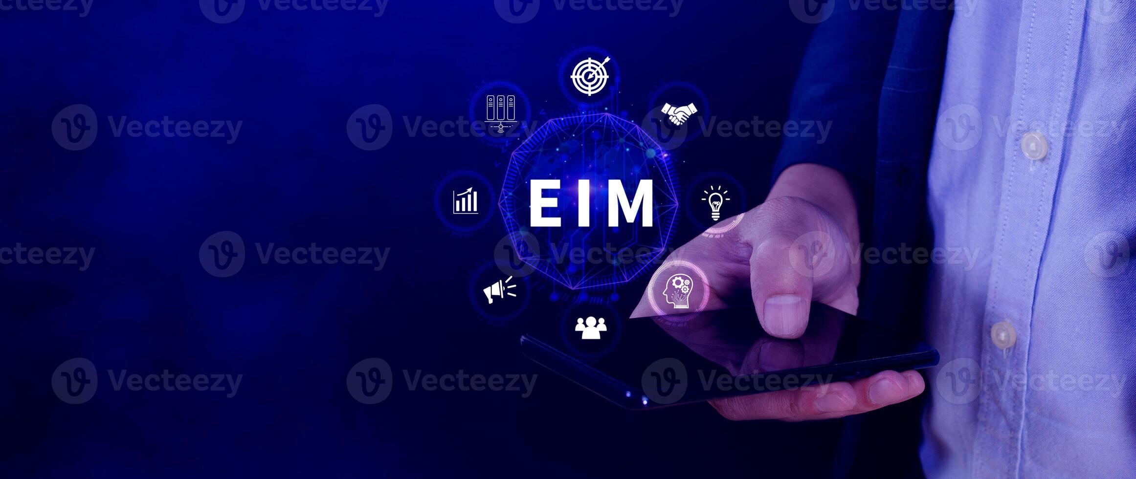 EIM Enterprise information management system, EIM Global Network with Analyzing Technological Data, Efficient Information Management, Network Connection. photo