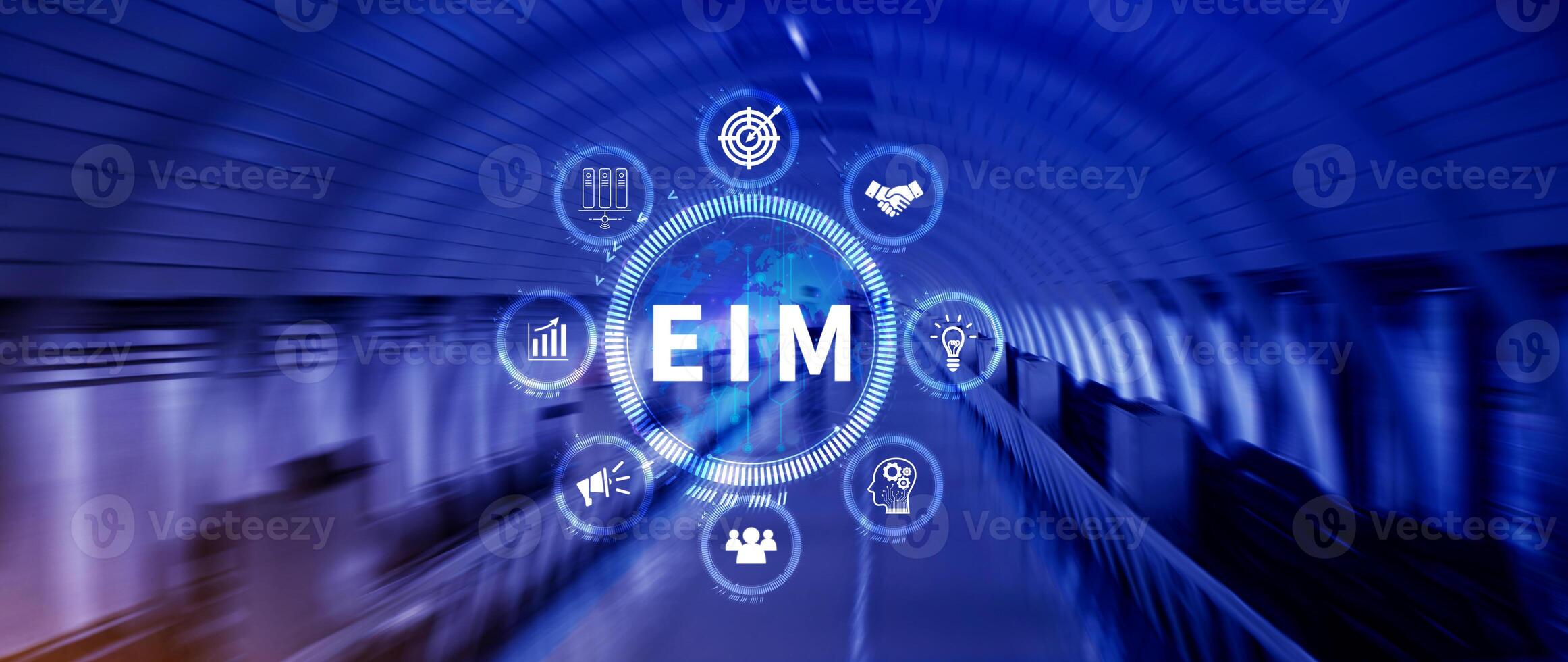 EIM Enterprise information management system, EIM Global Network with Analyzing Technological Data, Efficient Information Management, Network Connection. photo