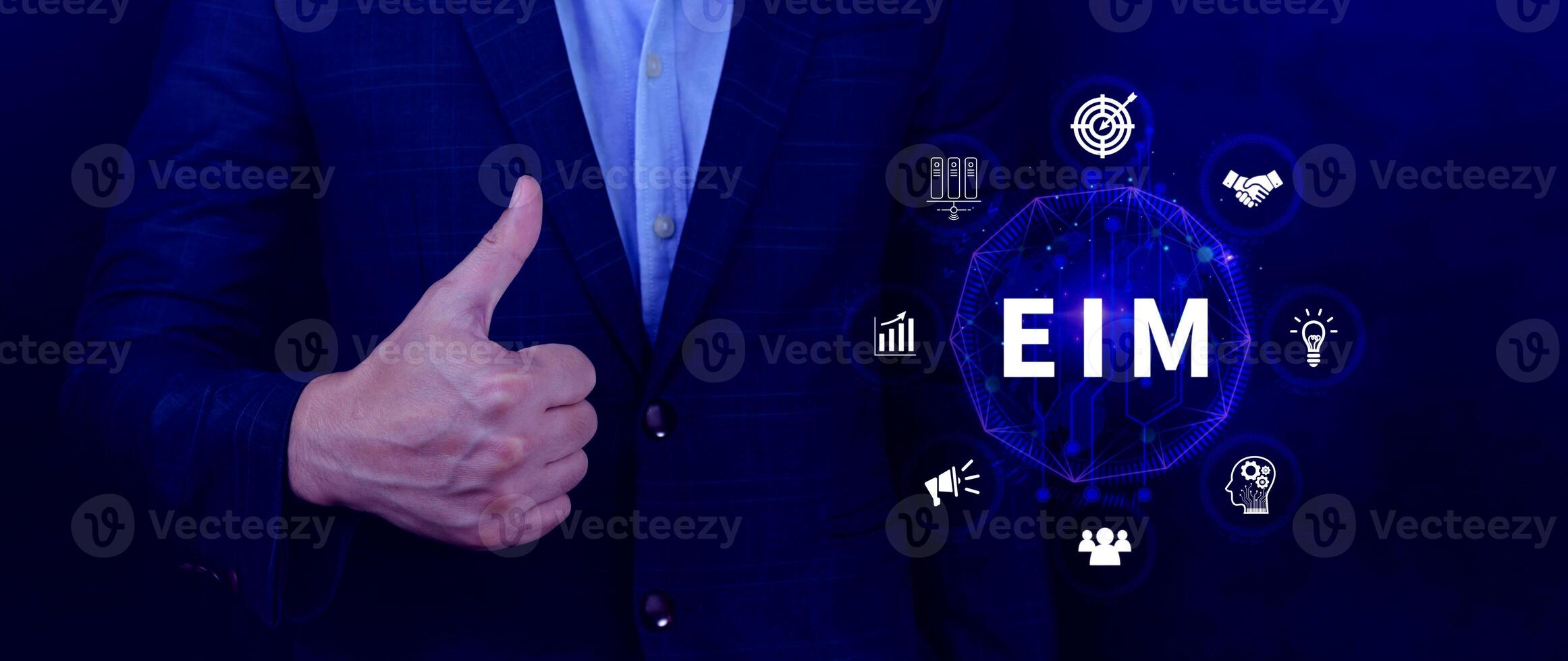EIM Enterprise information management system, EIM Global Network with Analyzing Technological Data, Efficient Information Management, Network Connection. photo
