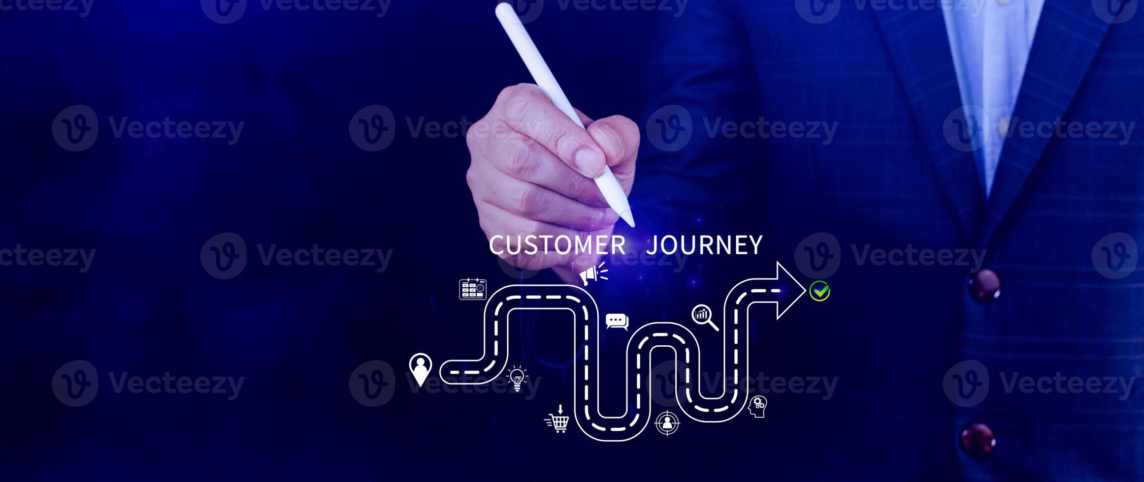 Customer journey concept, marketing and customer behavior analysis, Understanding customer journey to improve their overall customer experience and increase loyalty, Marketing strategic planning. photo