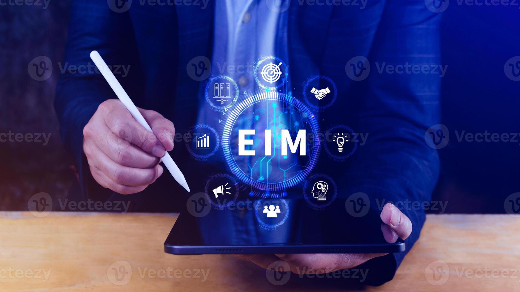 EIM Enterprise information management system, EIM Global Network with Analyzing Technological Data, Efficient Information Management, Network Connection. photo