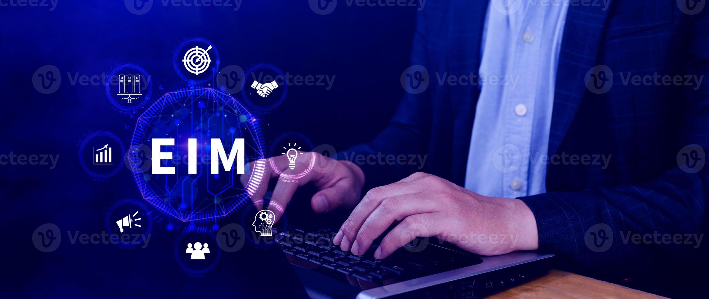 EIM Enterprise information management system, EIM Global Network with Analyzing Technological Data, Efficient Information Management, Network Connection. photo