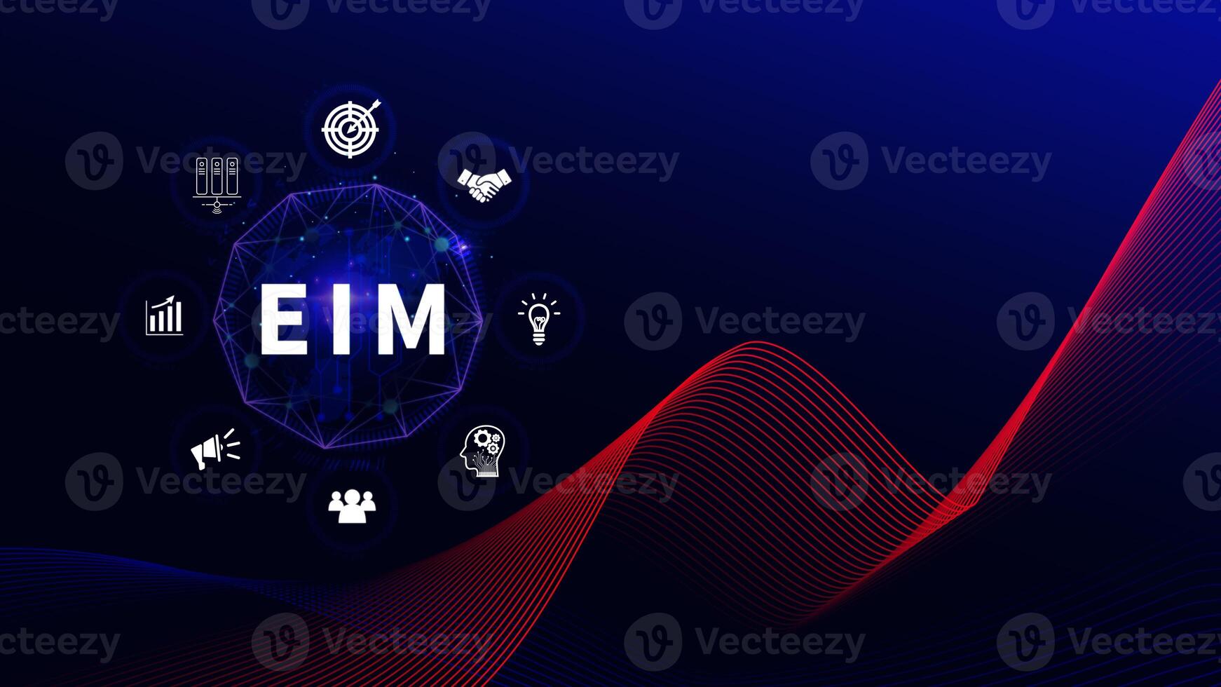 EIM Enterprise information management system, EIM Global Network with Analyzing Technological Data, Efficient Information Management, Network Connection. photo