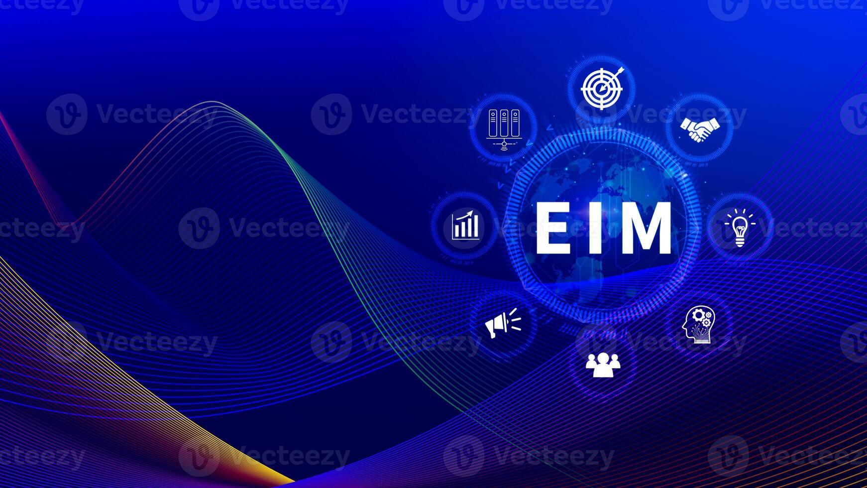 EIM Enterprise information management system, EIM Global Network with Analyzing Technological Data, Efficient Information Management, Network Connection. photo