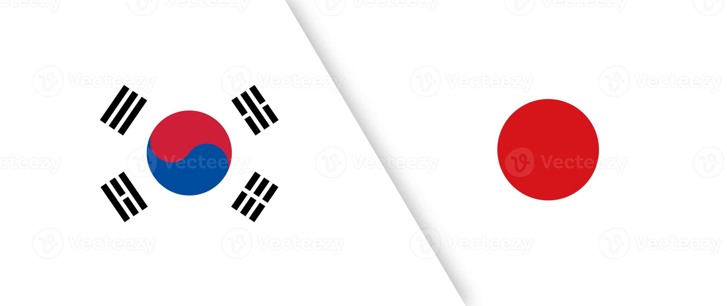 South Korea flag VS Japanese flag, Conflict between countries, deterioration of diplomatic relations. Confliction and crisis concept. photo