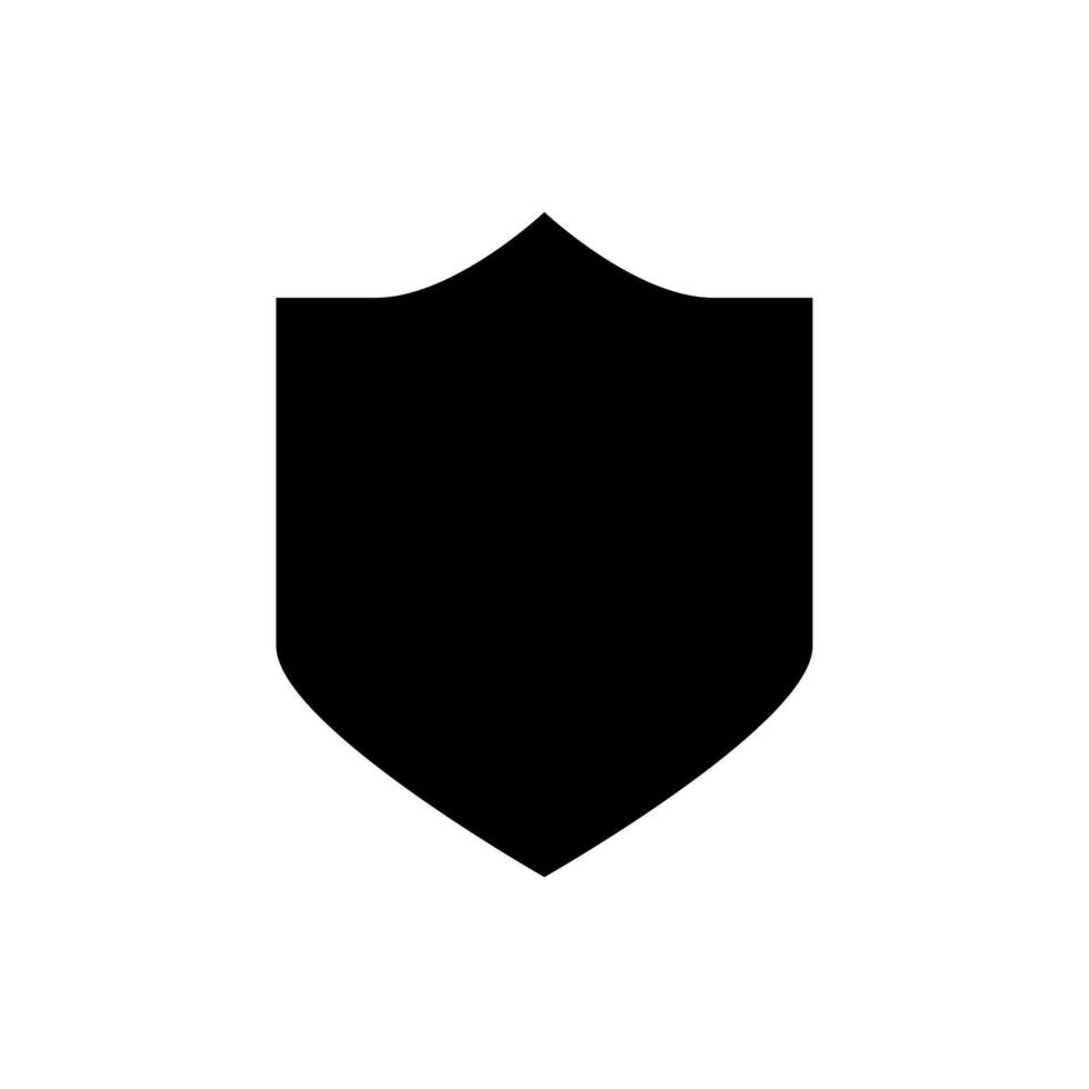 A black and white icon of a shield vector