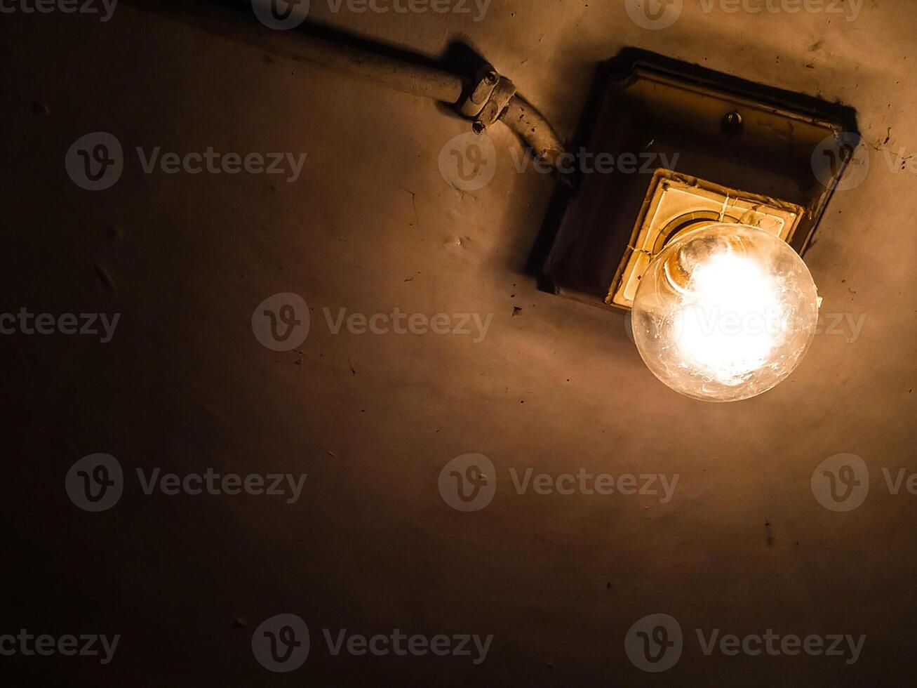 A Dim Light Bulb in Darkness photo