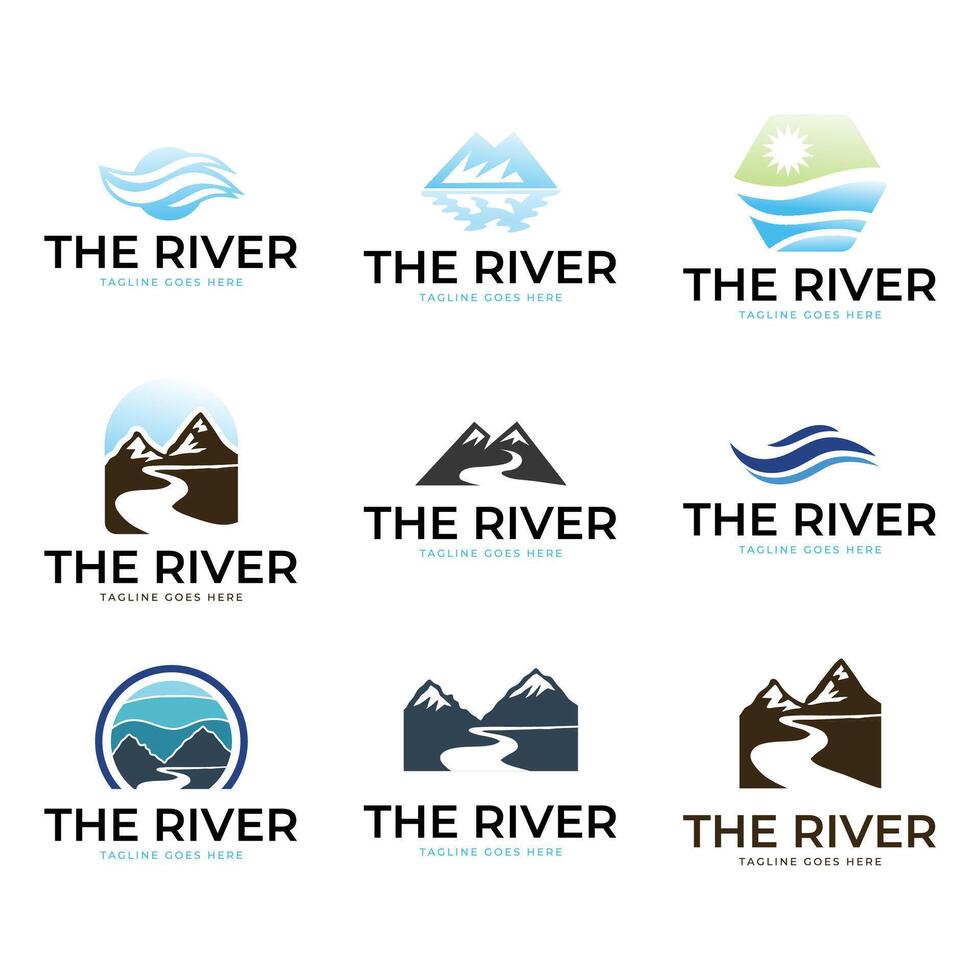 The river logo design set vector