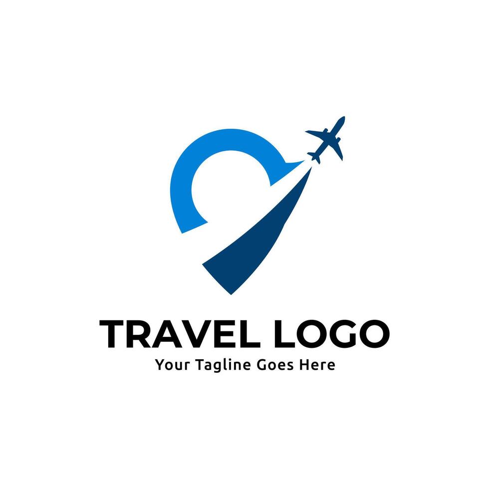 Travel logo template with airplane vector