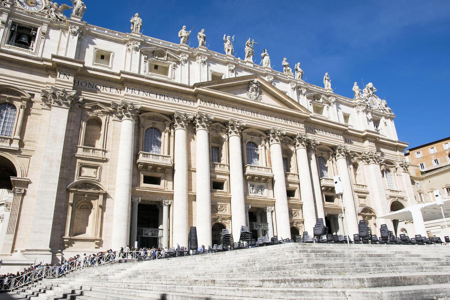 St. Peters Basilica, Statues on Saint Peter's basilica, Empty Saint Peter's square photo