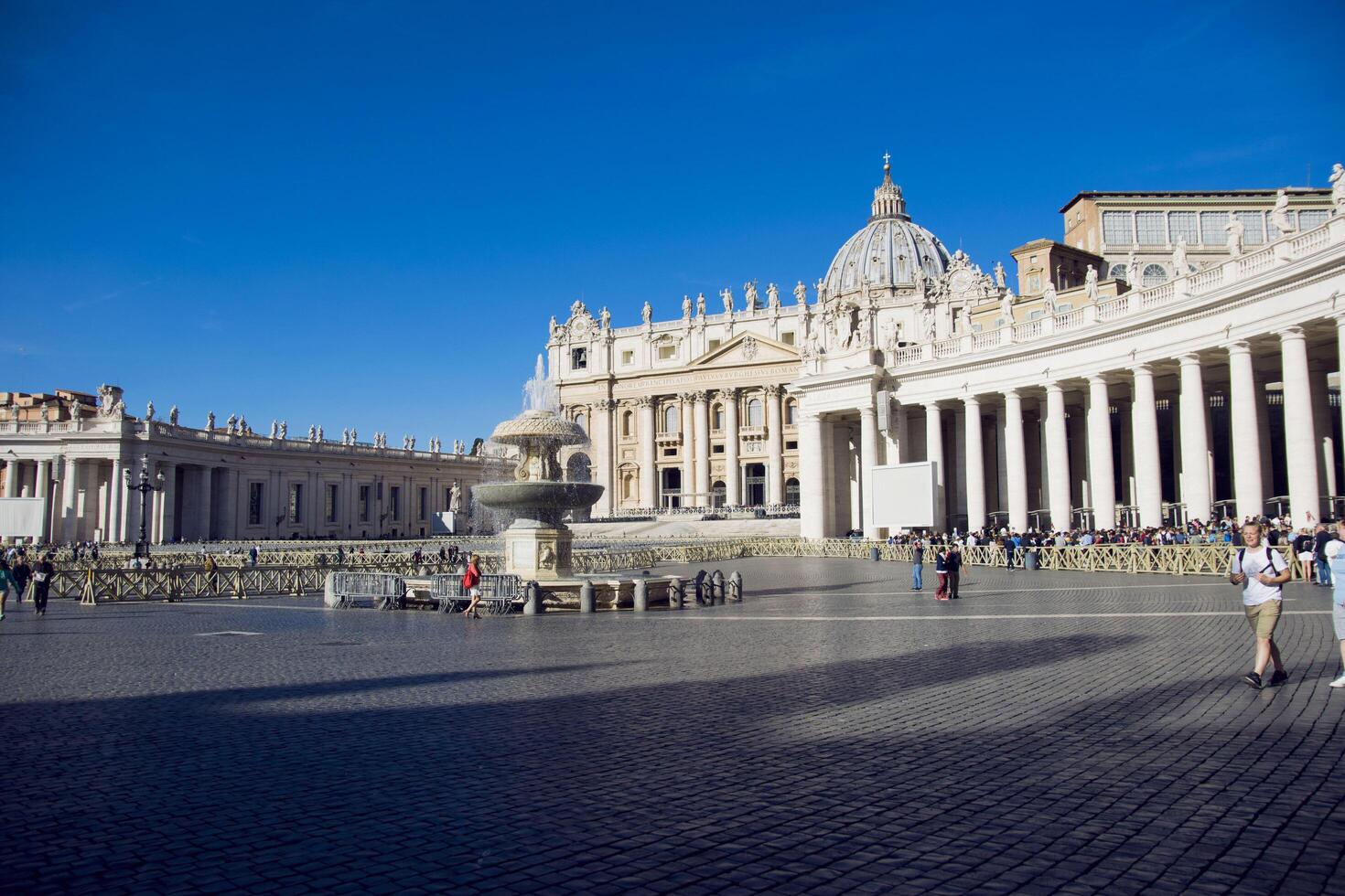 St. Peters Basilica, Statues on Saint Peter's basilica, Empty Saint Peter's square photo