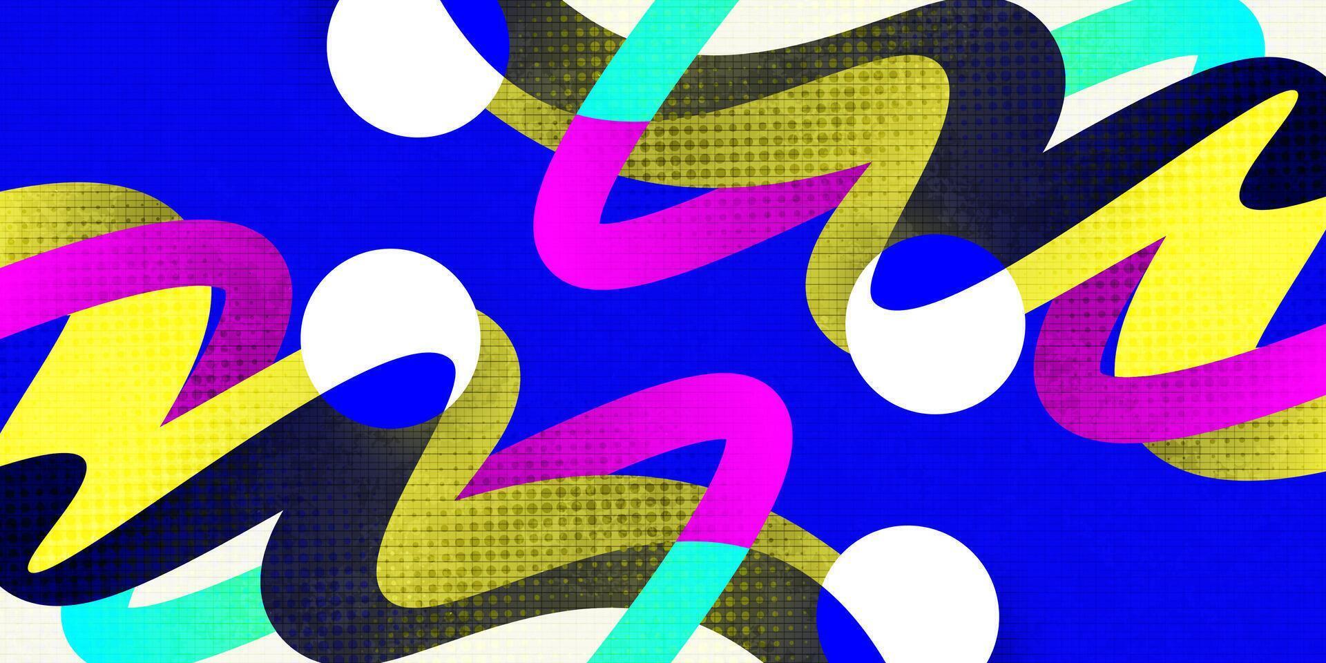 Abstract and Colorful Pop Art Background with Wavy Shapes and Texture Effect. Modern and Creative Banner, Poster or Cover Design Template vector